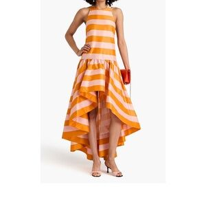 ISO Zimmerman Asymmetric stripped silk-shantung dress
